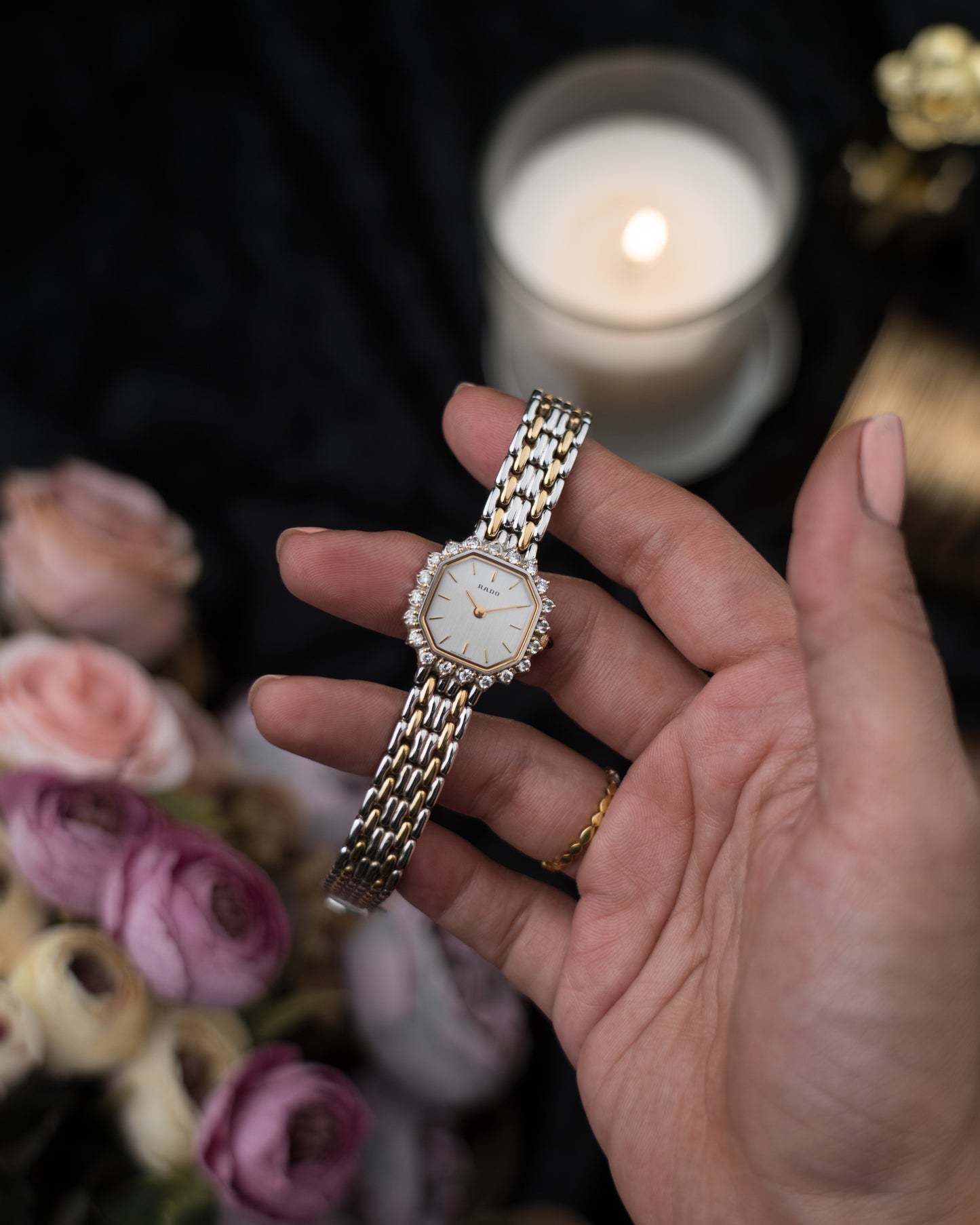 1980s Vintage Diamond Bezel Rado Quartz