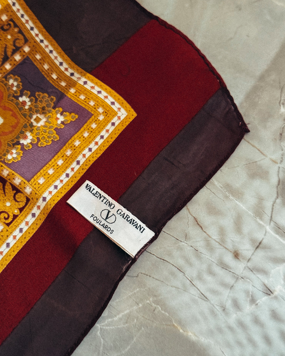 Vintage Floral Silk Scarf 90