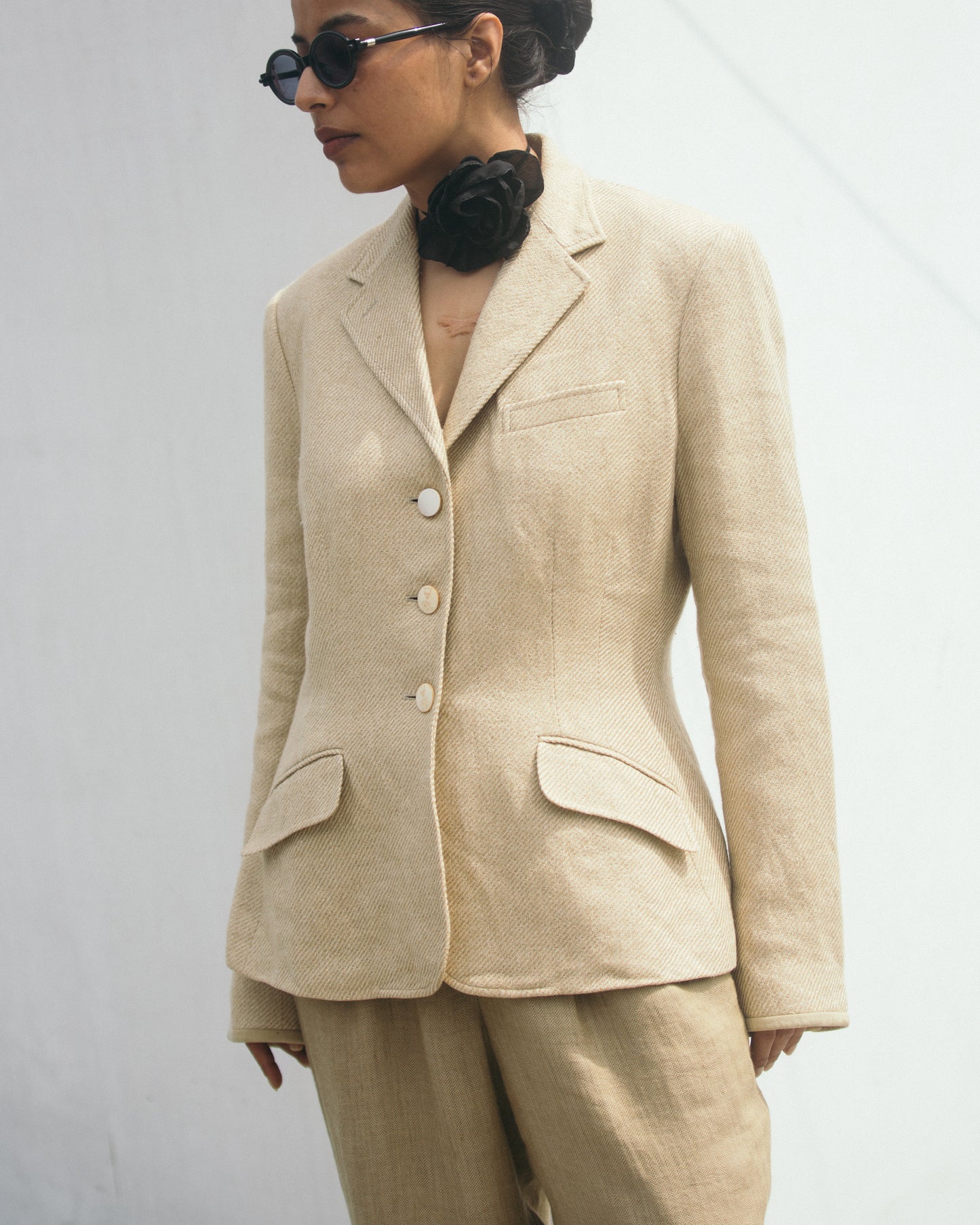 Custom Tailored Linen & Mulberry Silk Blazer