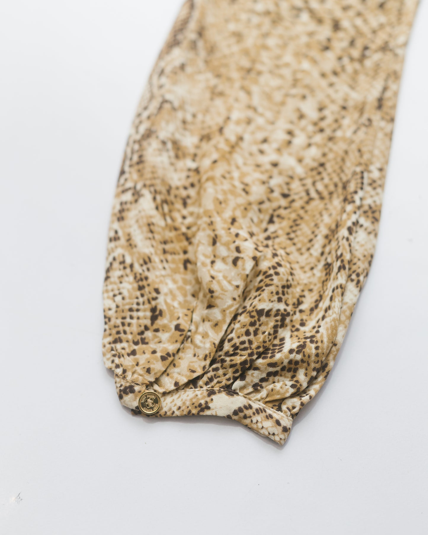 Snakeskin Silk Long Sleeve Belted Dress