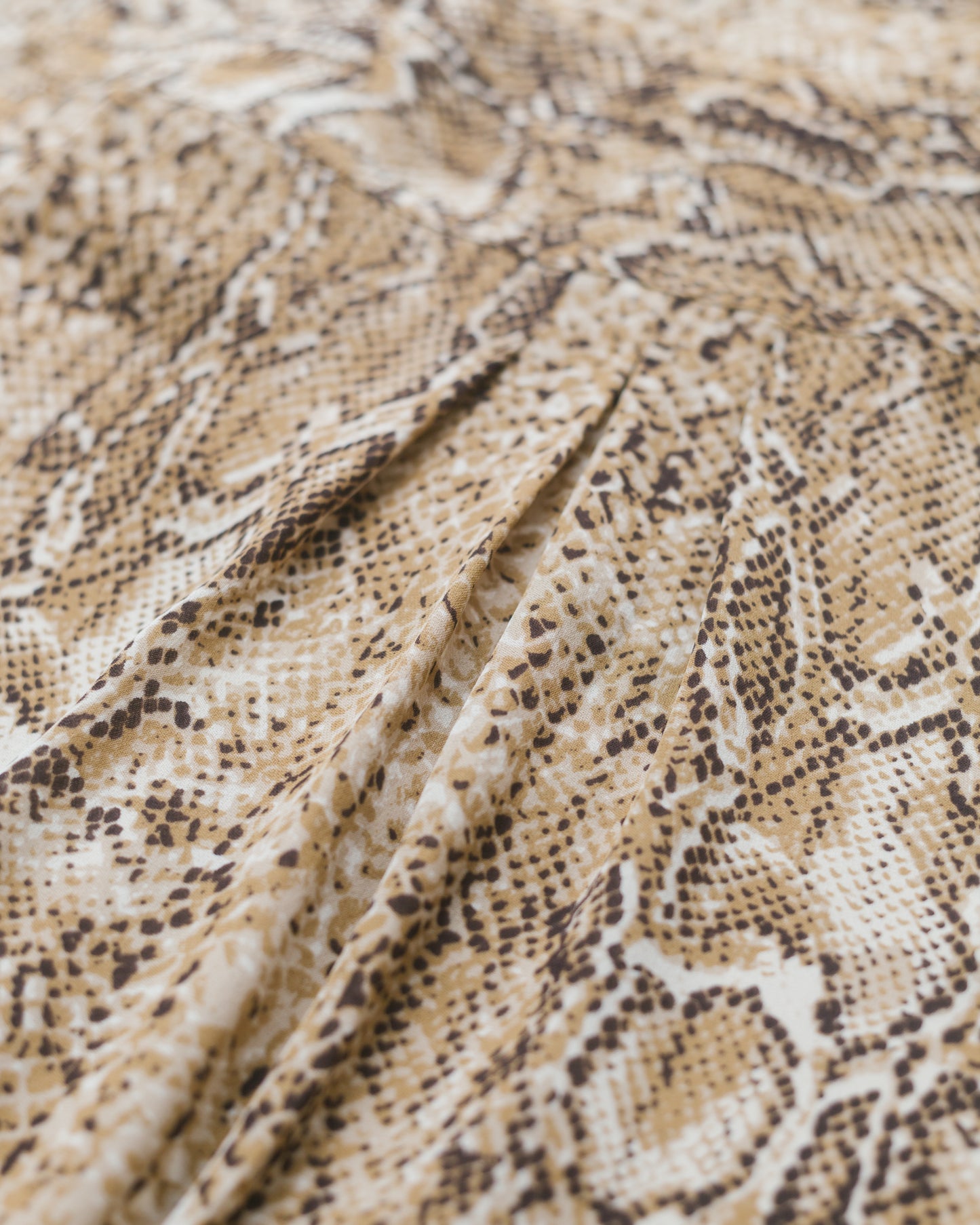 Snakeskin Silk Long Sleeve Belted Dress