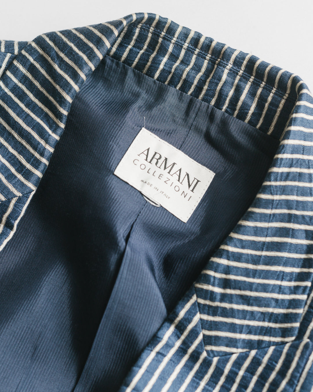 Armani Collezioni Striped Silk Ruched Sleeves Blazer