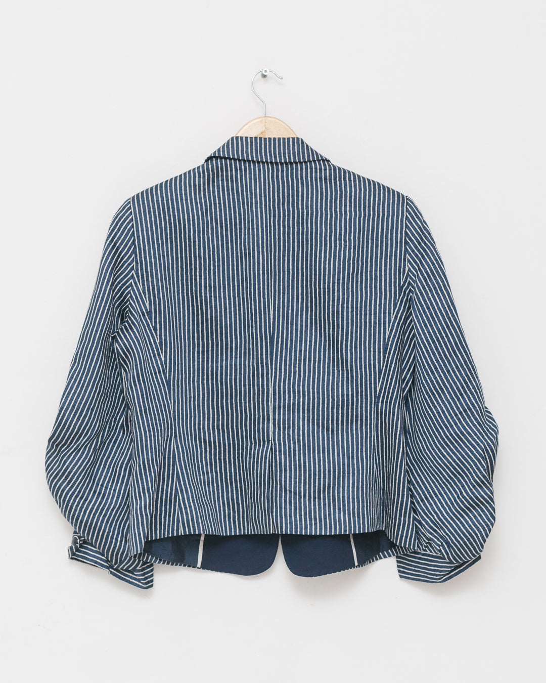Armani Collezioni Striped Silk Ruched Sleeves Blazer