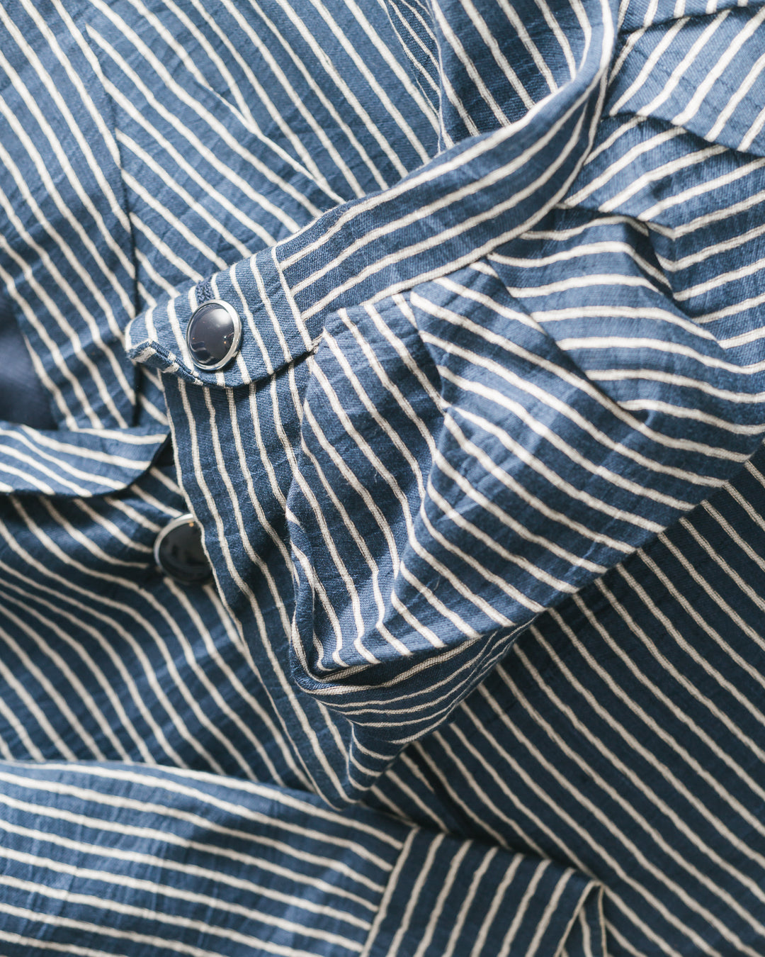 Armani Collezioni Striped Silk Ruched Sleeves Blazer
