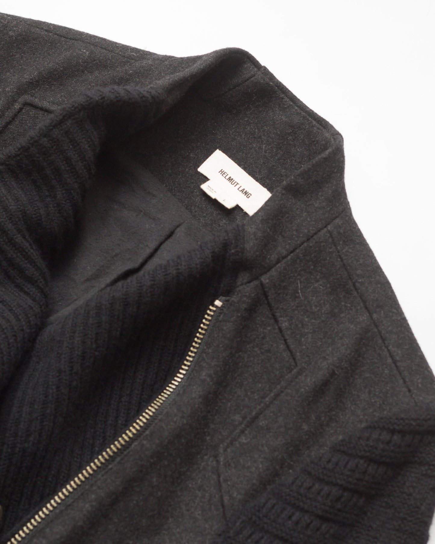 Asymmetrical knit biker jacket