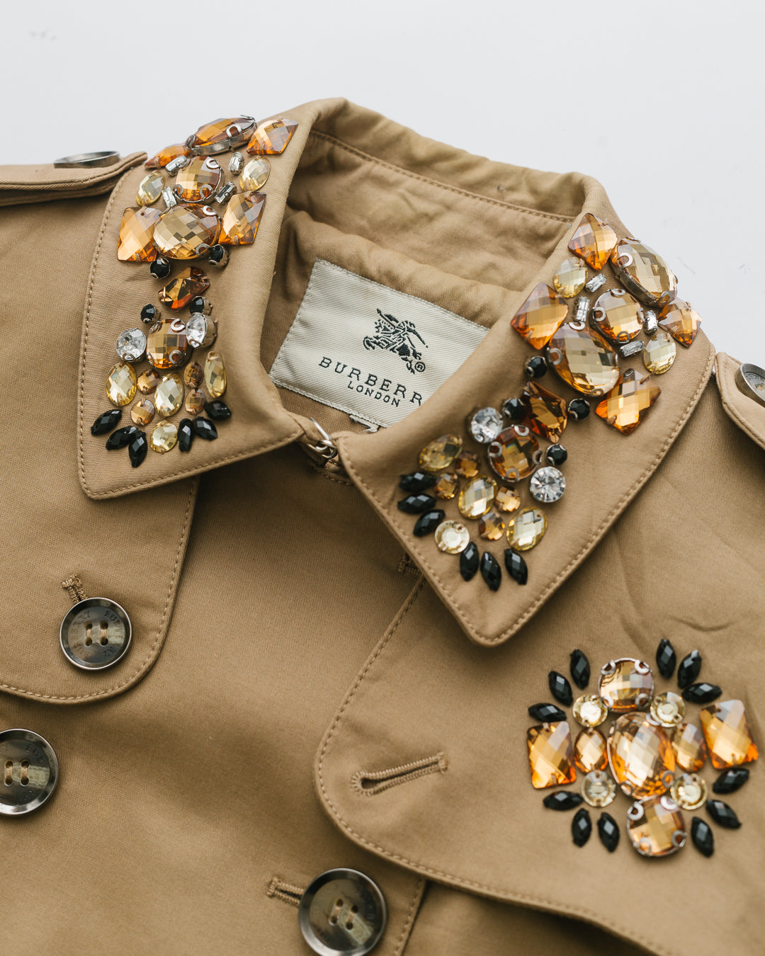 Burberry Embellished Double Breasted Trench Dress