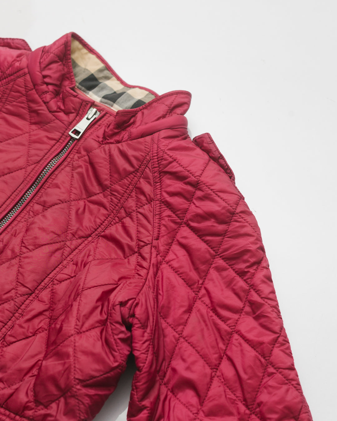 *Burberry Fuchsia Quilted Zip Up Jacket