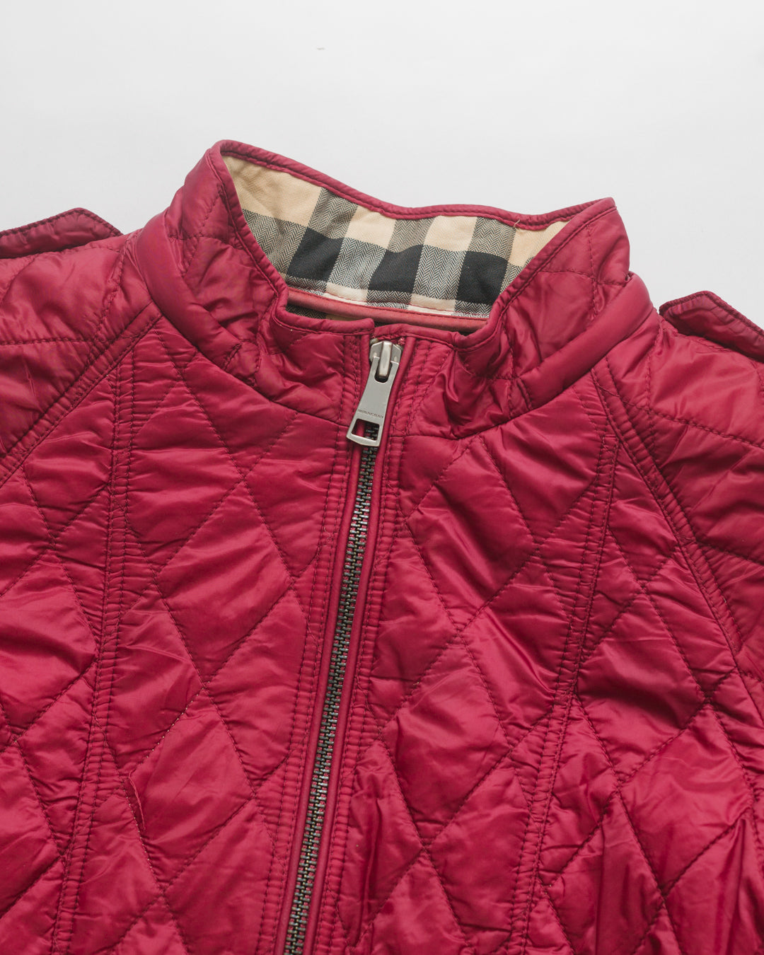 *Burberry Fuchsia Quilted Zip Up Jacket