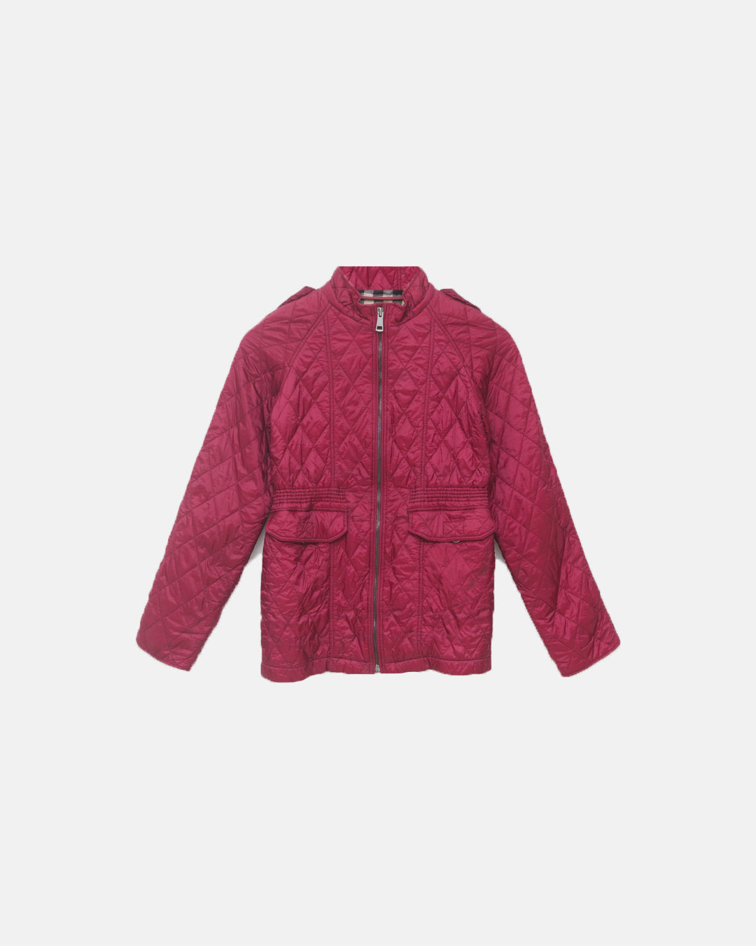 *Burberry Fuchsia Quilted Zip Up Jacket