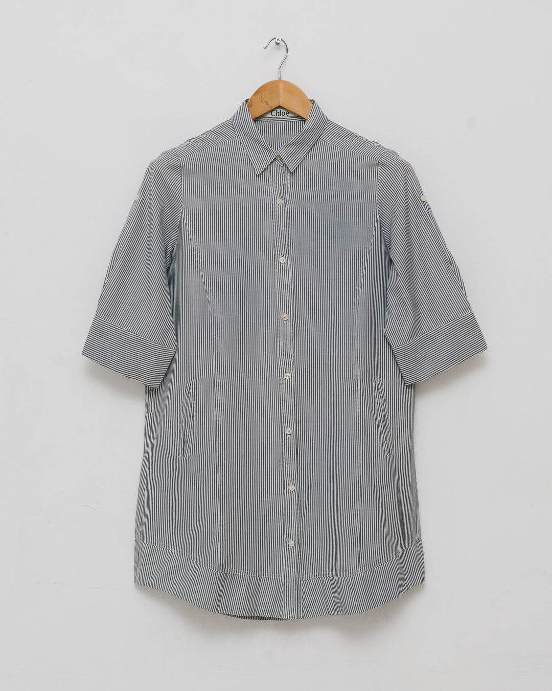Chloé Pinstriped Long Line Button Down