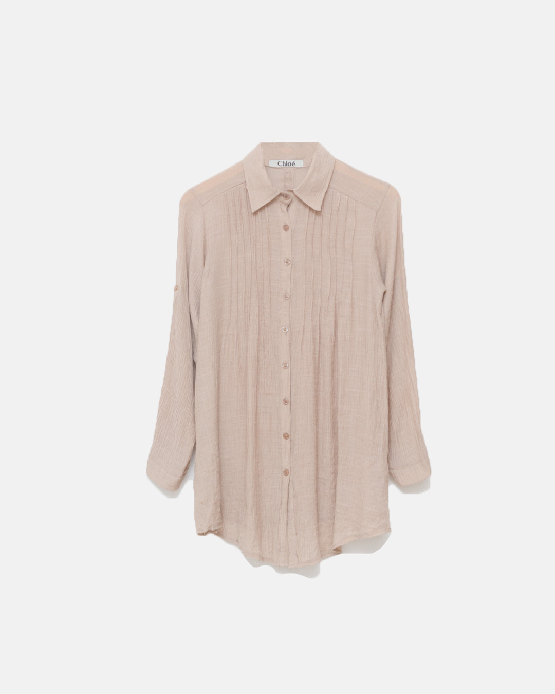 Chloé Pleated Front Long Line Button Down