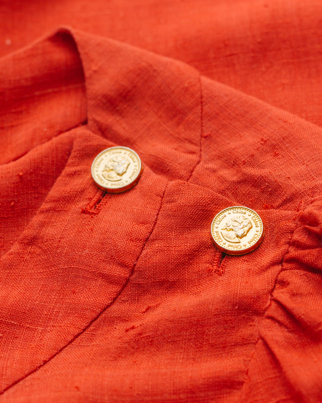 Chloé Pure Silk Top with Logo Buttons