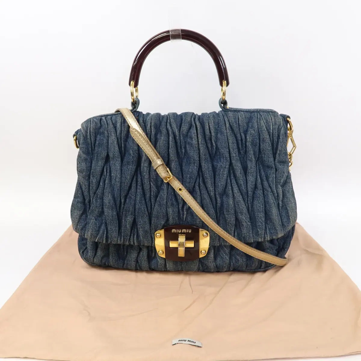Miu denim top handle handbag