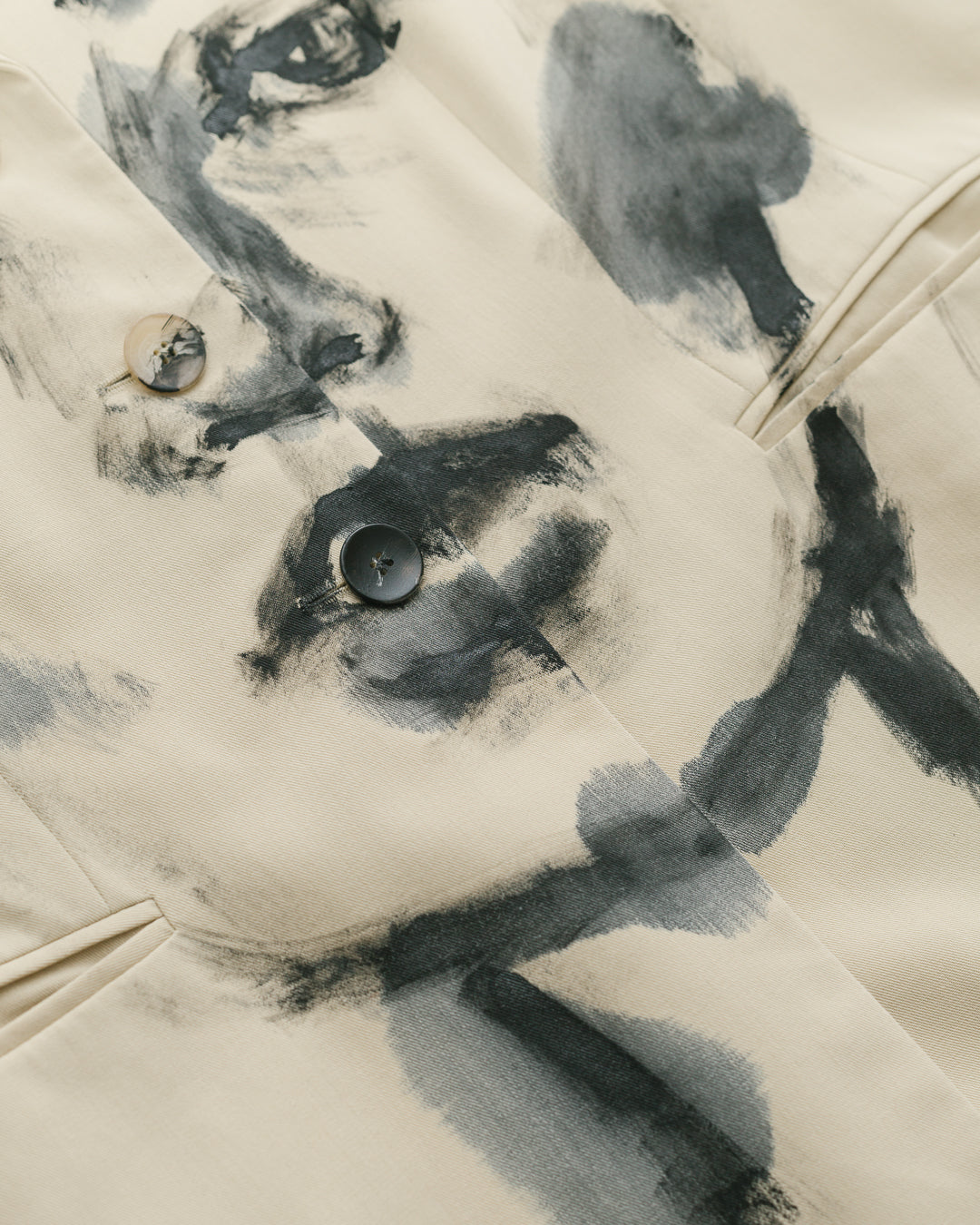 Ecru Handpainted Portrait Blazer