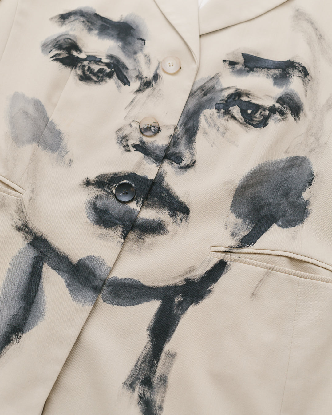 Ecru Handpainted Portrait Blazer
