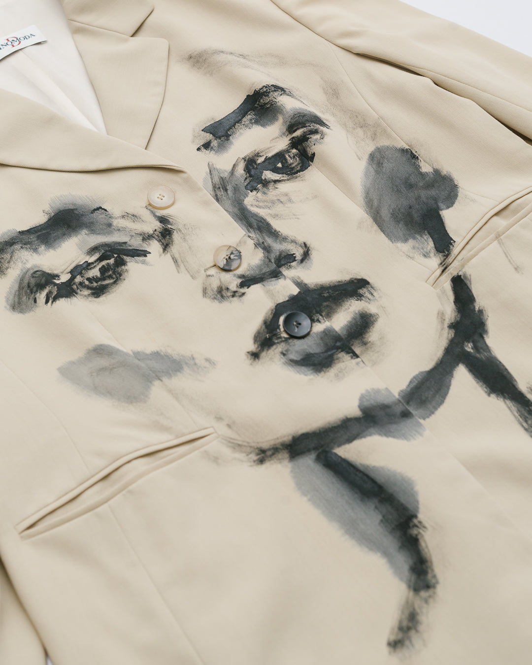 Ecru Handpainted Portrait Blazer