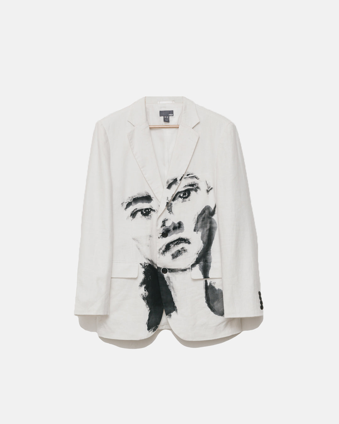 Eggshell White Handpainted Portrait Linen Blazer