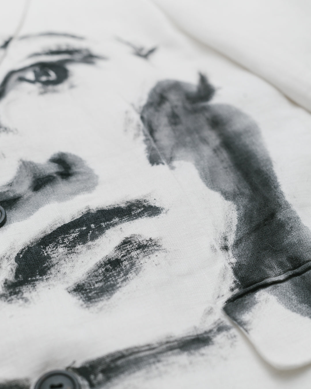 Eggshell White Handpainted Portrait Linen Blazer