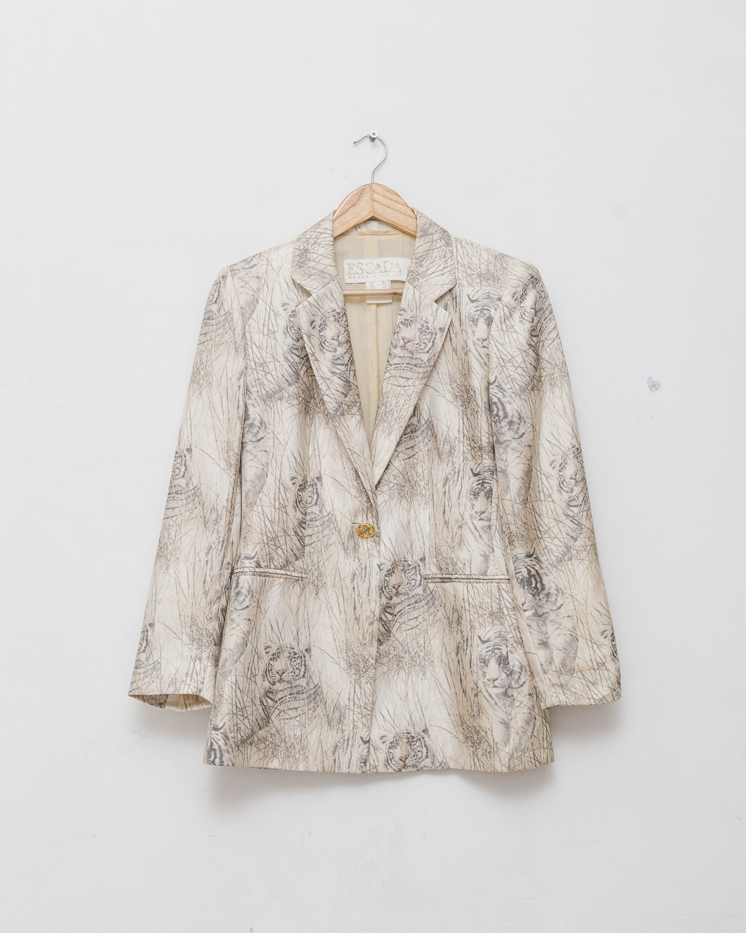 Escada Silk Tiger Camo Print Blazer