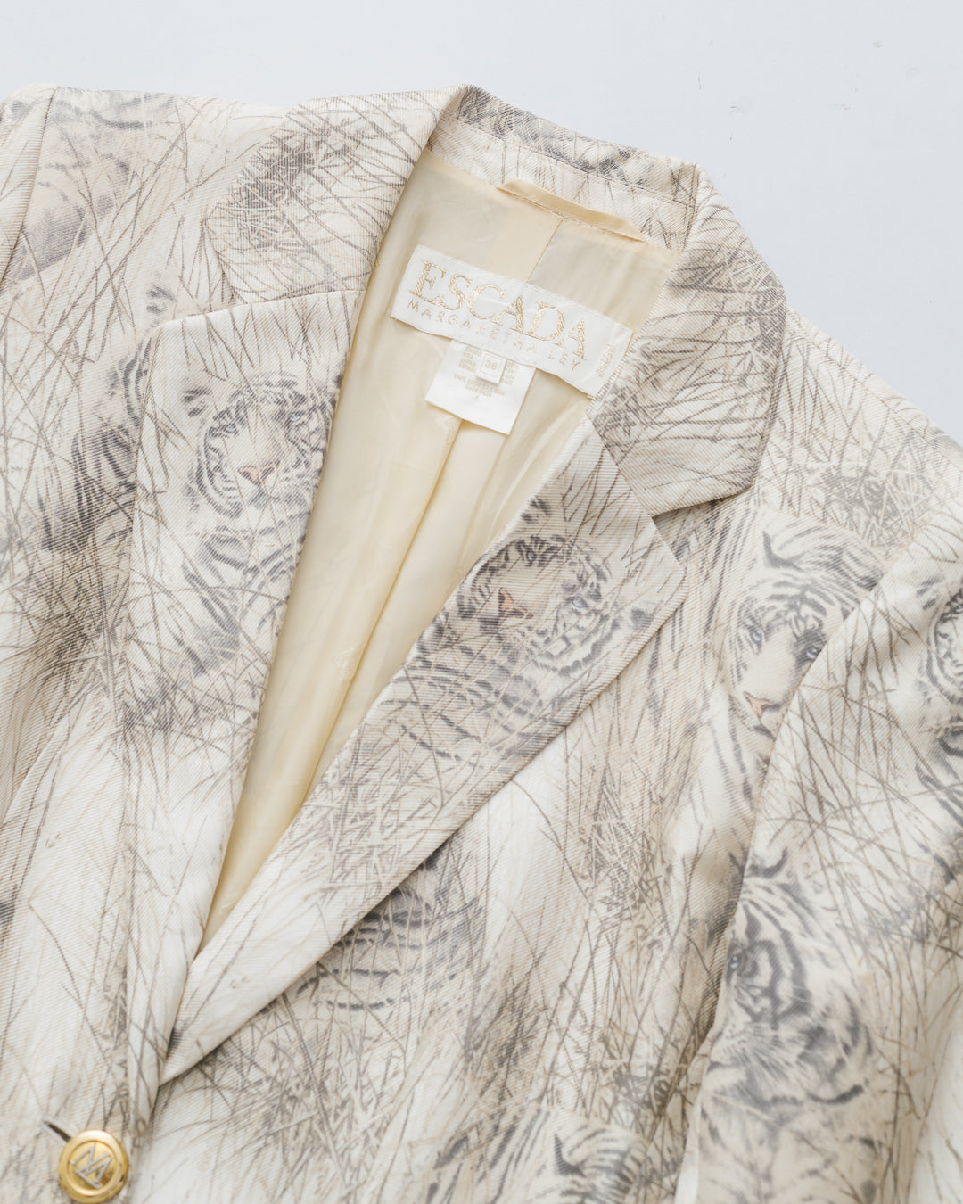 Escada Silk Tiger Camo Print Blazer