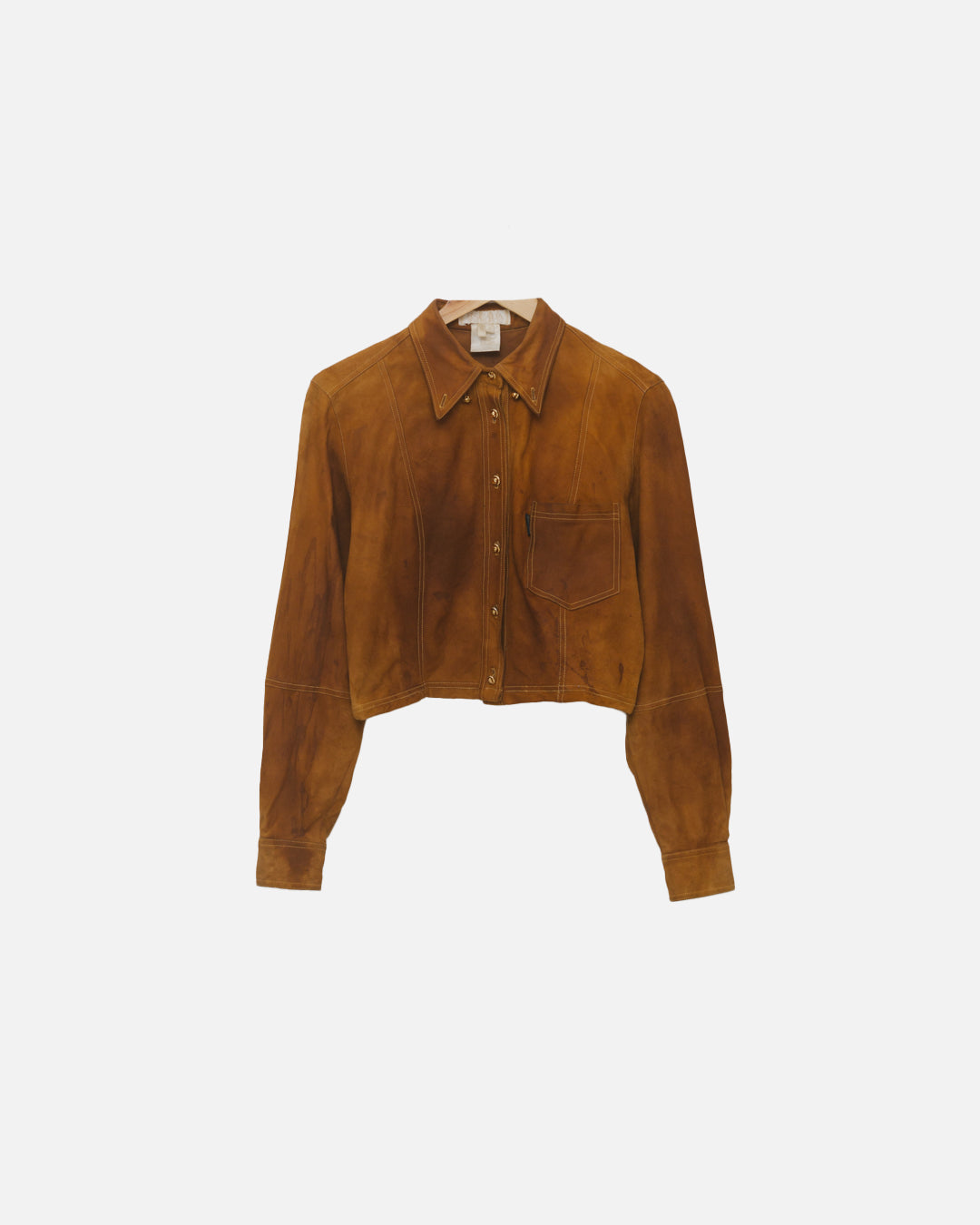 Escada Tan Goat Skin Cropped Shacket