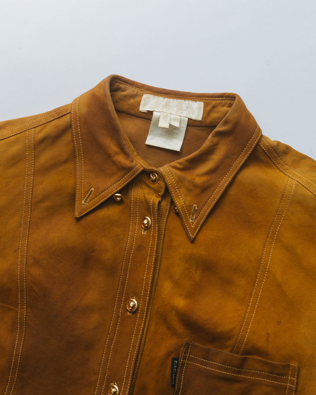 Escada Tan Goat Skin Cropped Shacket