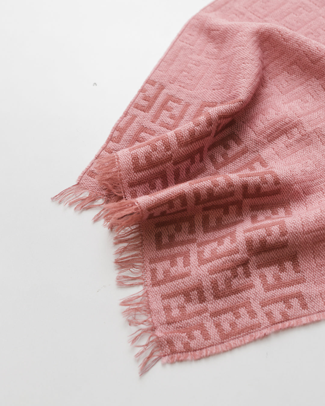 Fendi Salmon Pink Monogram Wool Scarf