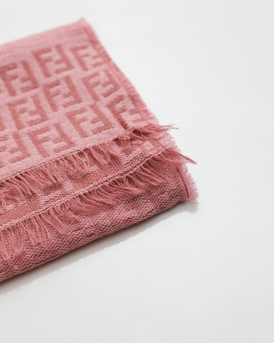 Fendi Salmon Pink Monogram Wool Scarf