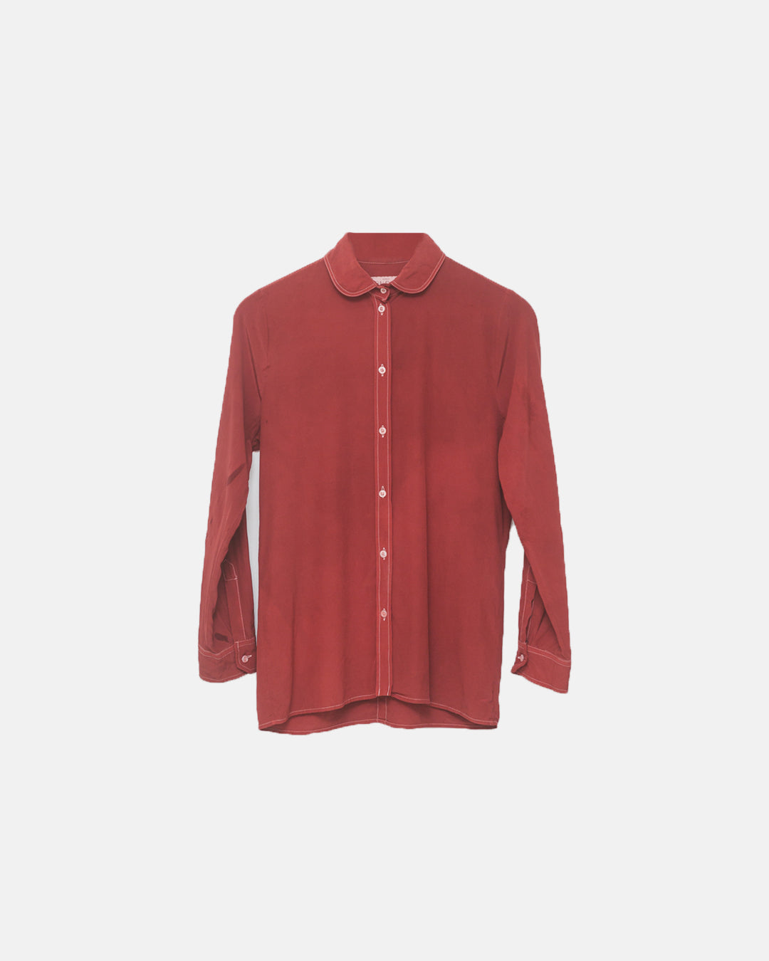Gucci Uniforms Scarlet Silk Button Down Shirt