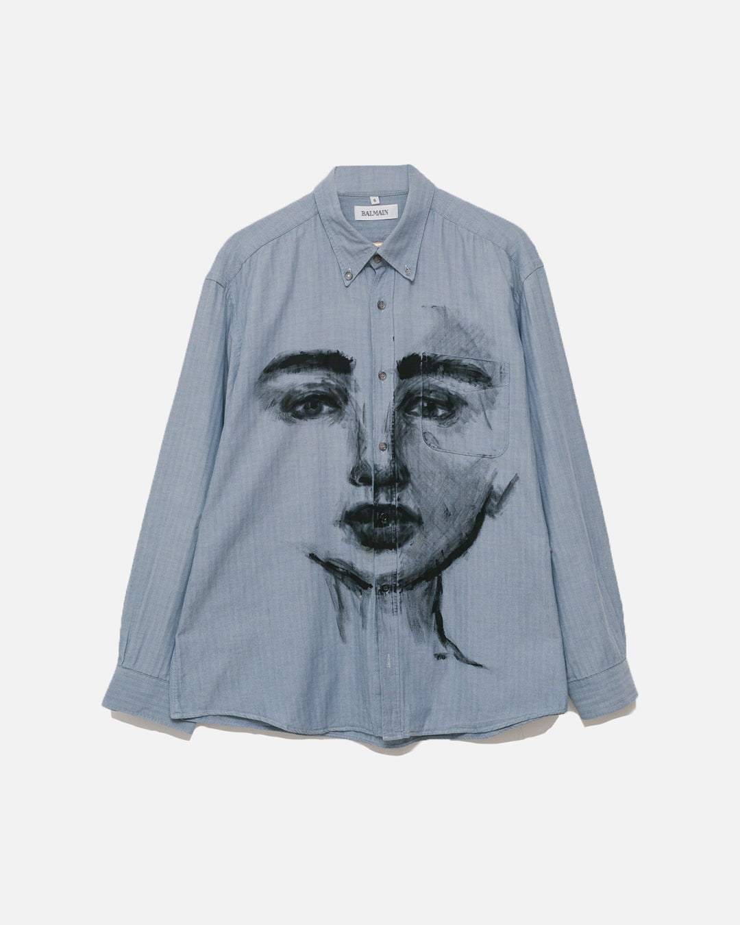 Handpainted Balmain Striped Cotton Shirt