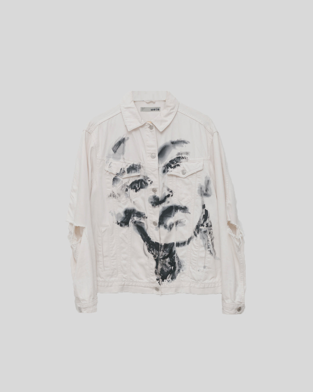 Handpainted Portrait Distressed Denim Jacket