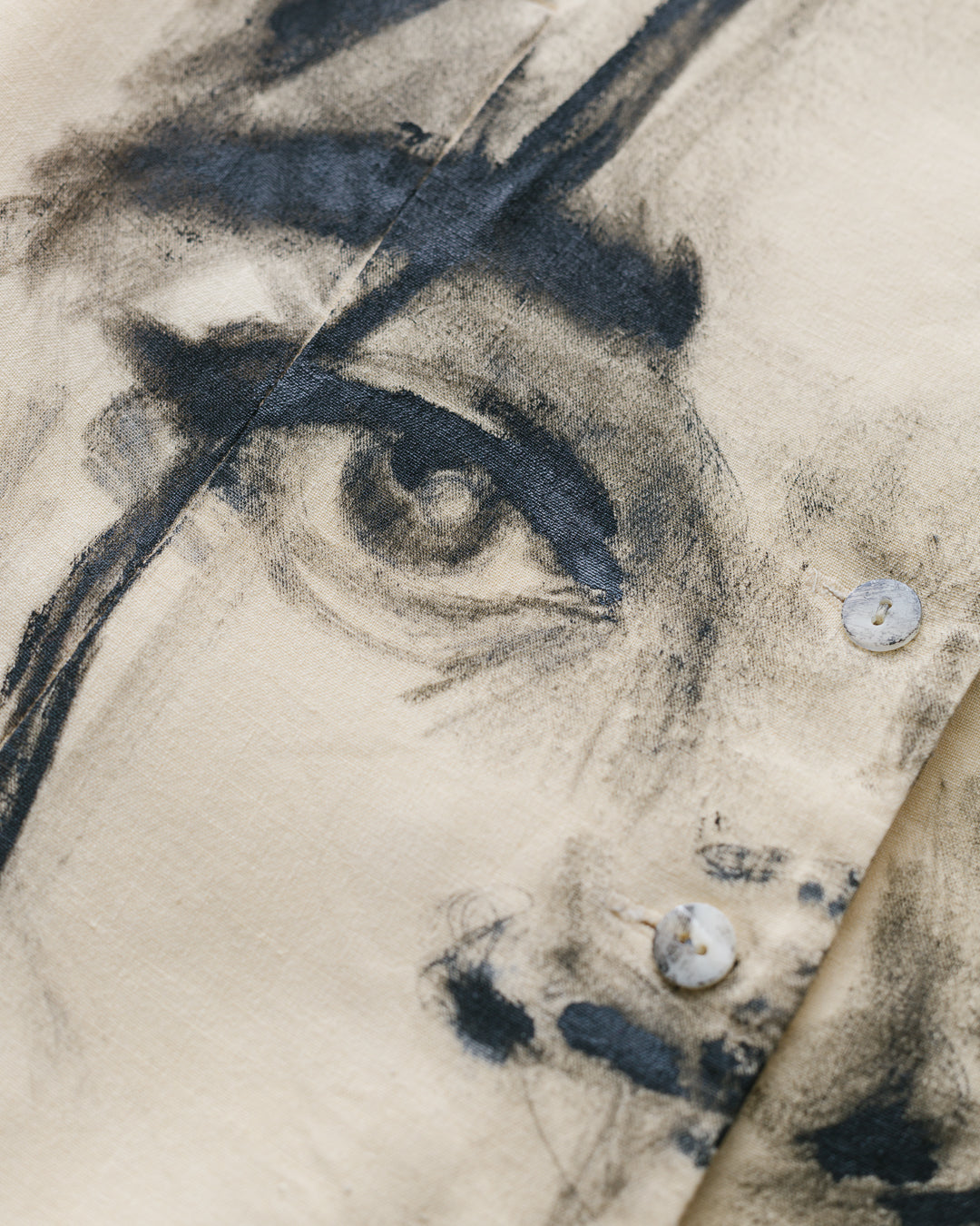 Handpainted Portrait Linen Blend Dress