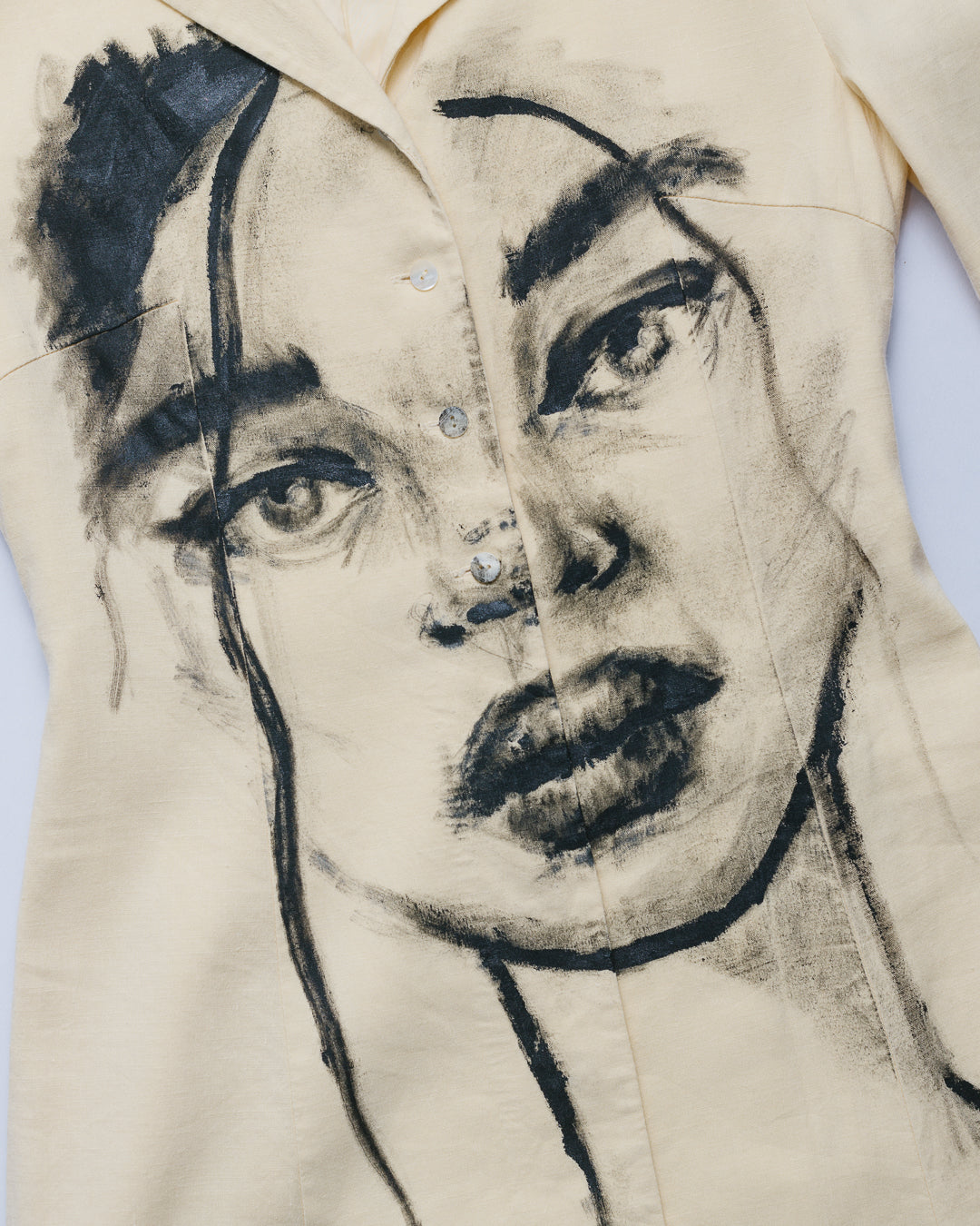 Handpainted Portrait Linen Blend Dress