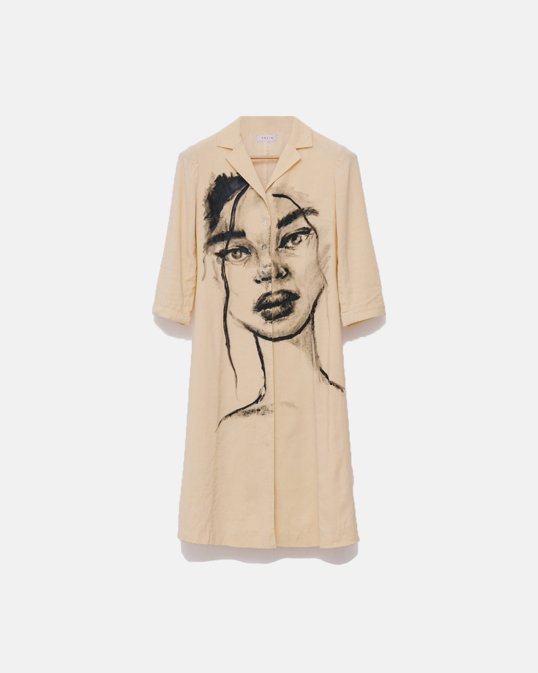 Handpainted Portrait Linen Blend Dress