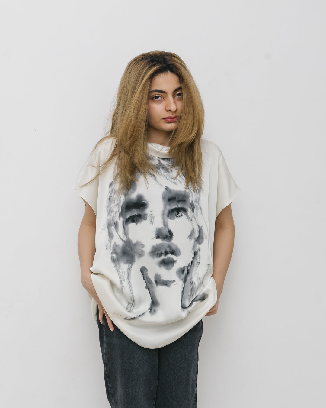 Hermann Lange Handpainted Portrait Top