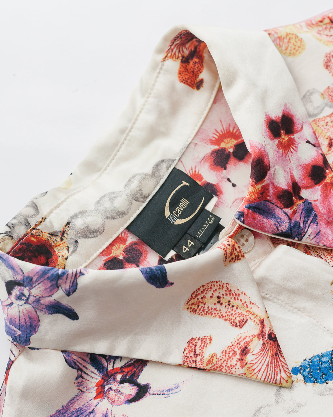 Just Cavalli Printed Silk Button Down Shirt