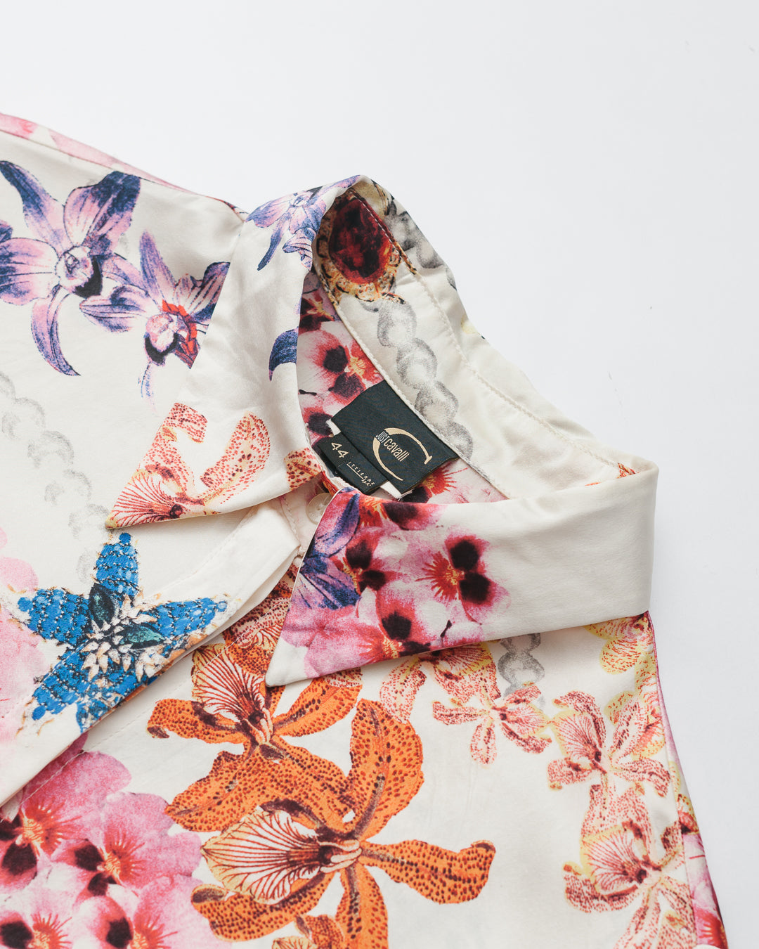 Just Cavalli Printed Silk Button Down Shirt