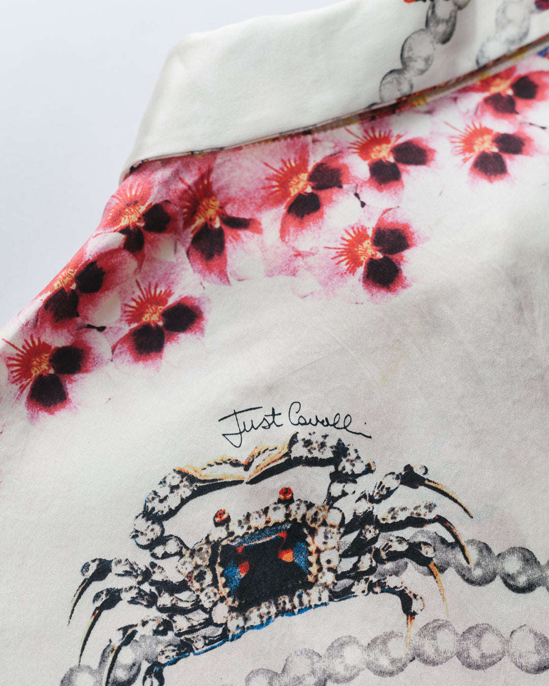 Just Cavalli Printed Silk Button Down Shirt