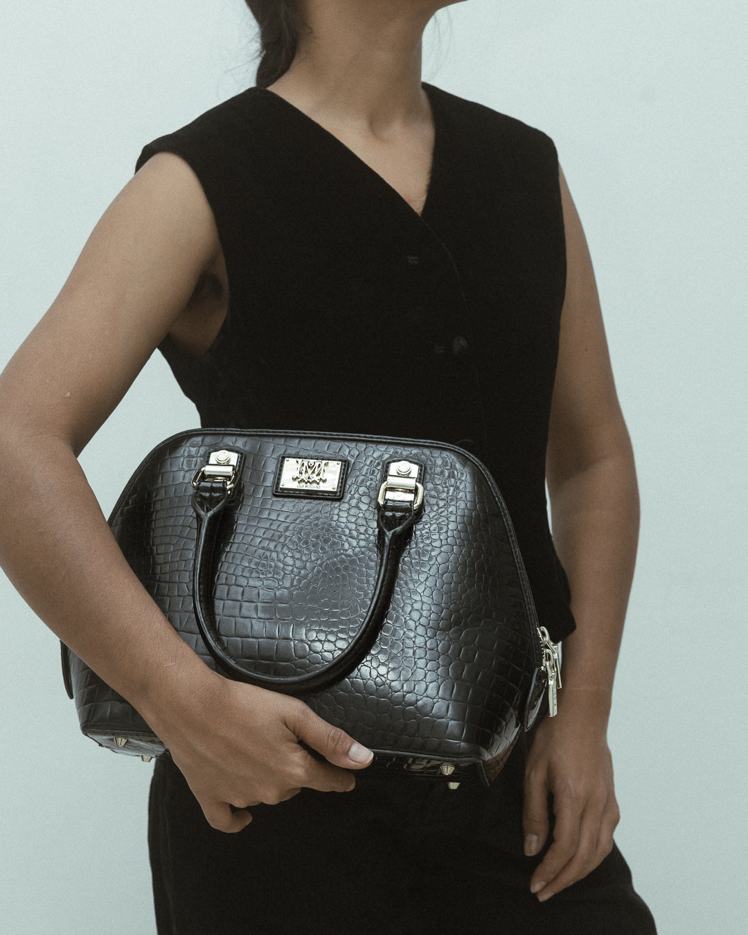 Love Moschino Croc Embossed Handheld Tote