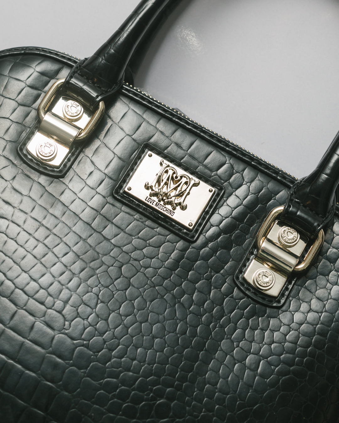 Love Moschino Croc Embossed Handheld Tote
