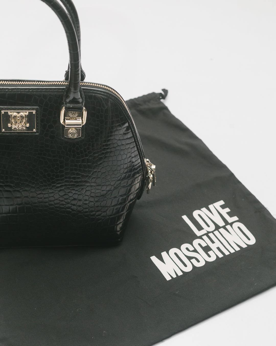 Love Moschino Croc Embossed Handheld Tote