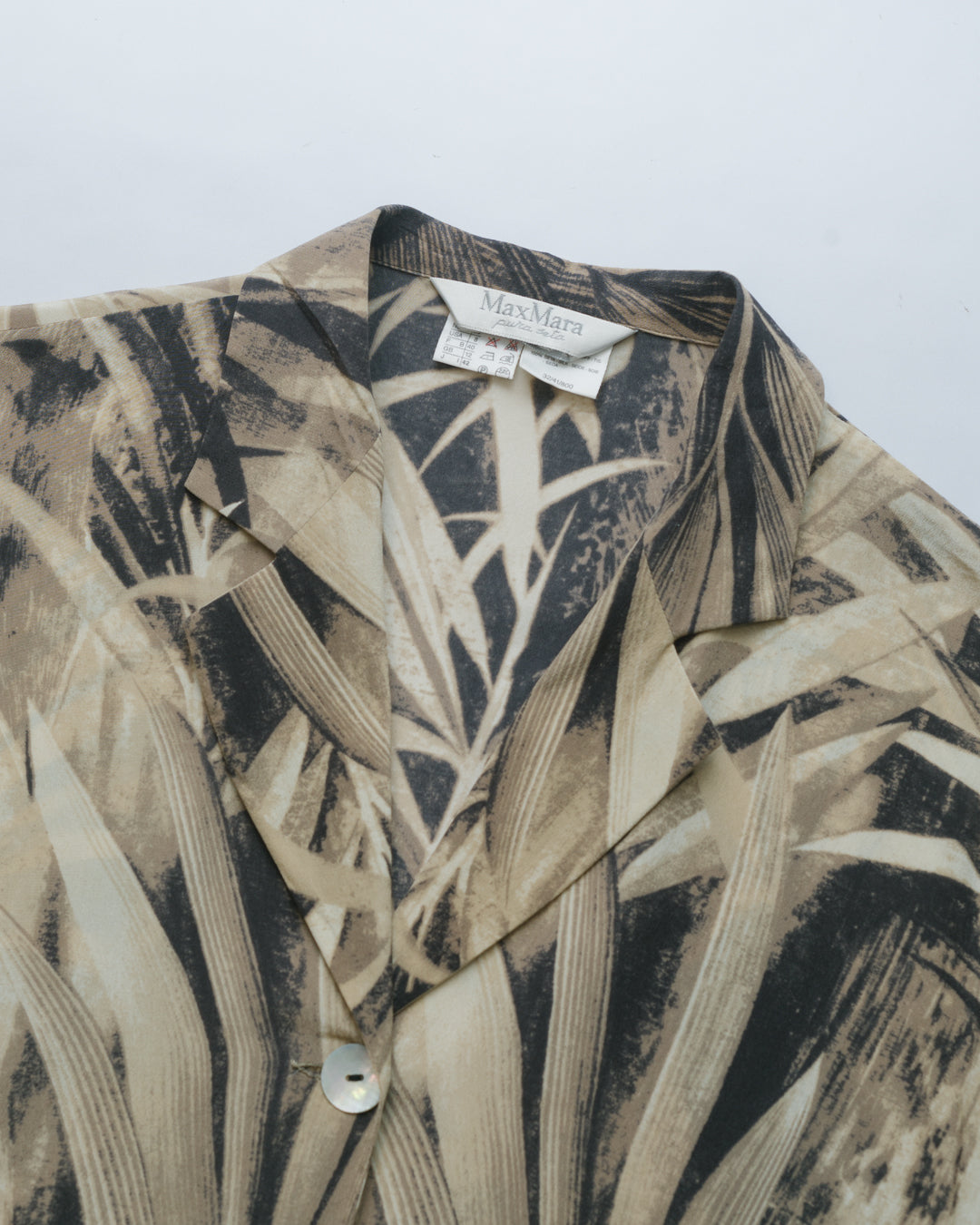 MaxMara Palm Print Silk Button Down Shirt