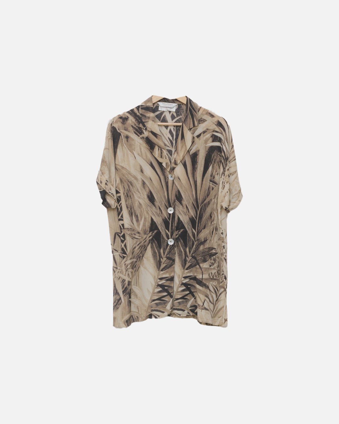 MaxMara Palm Print Silk Button Down Shirt