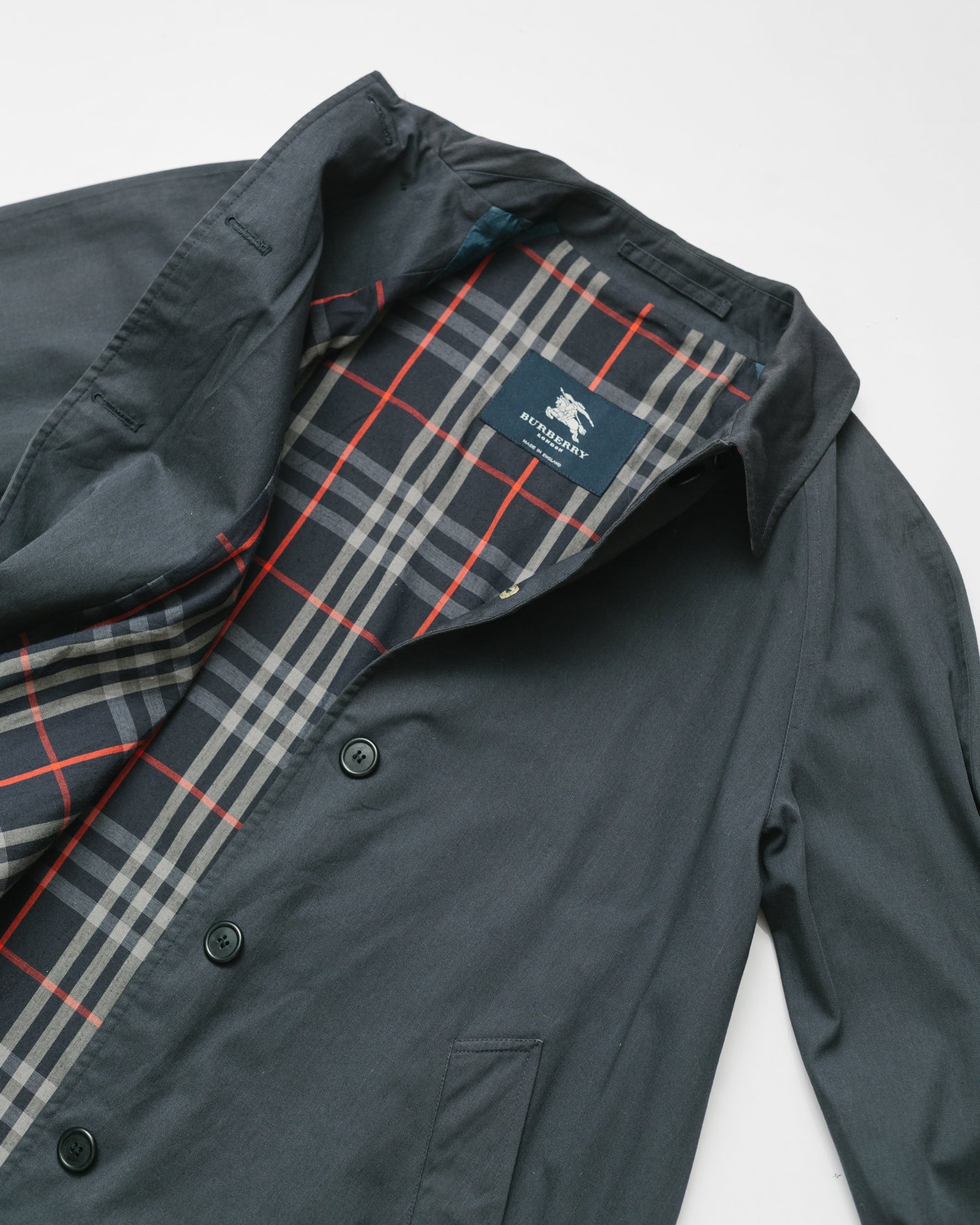 Navy check lined coat