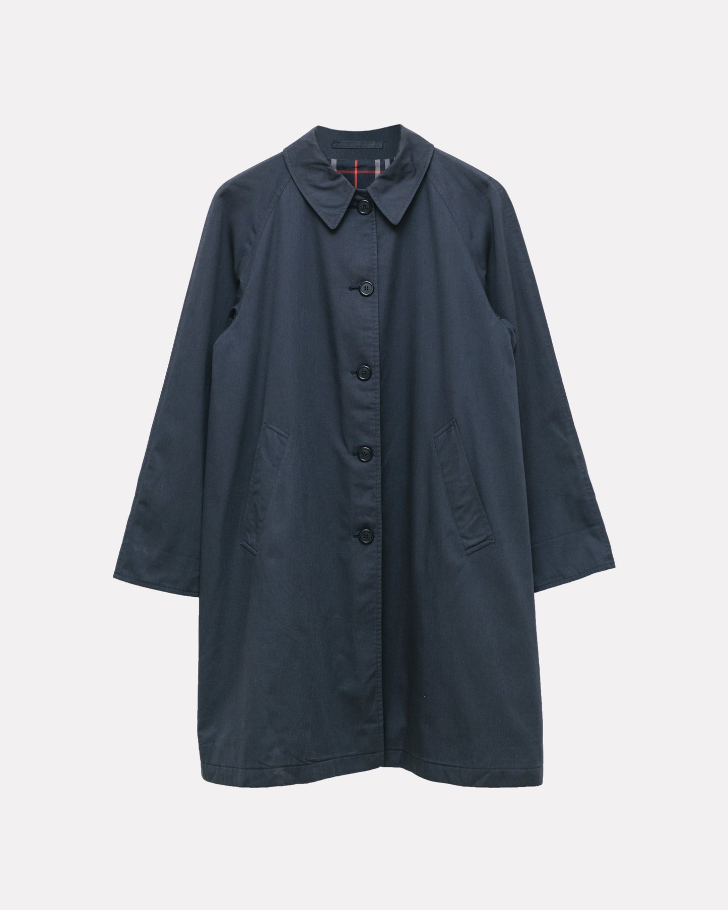 Navy check lined coat