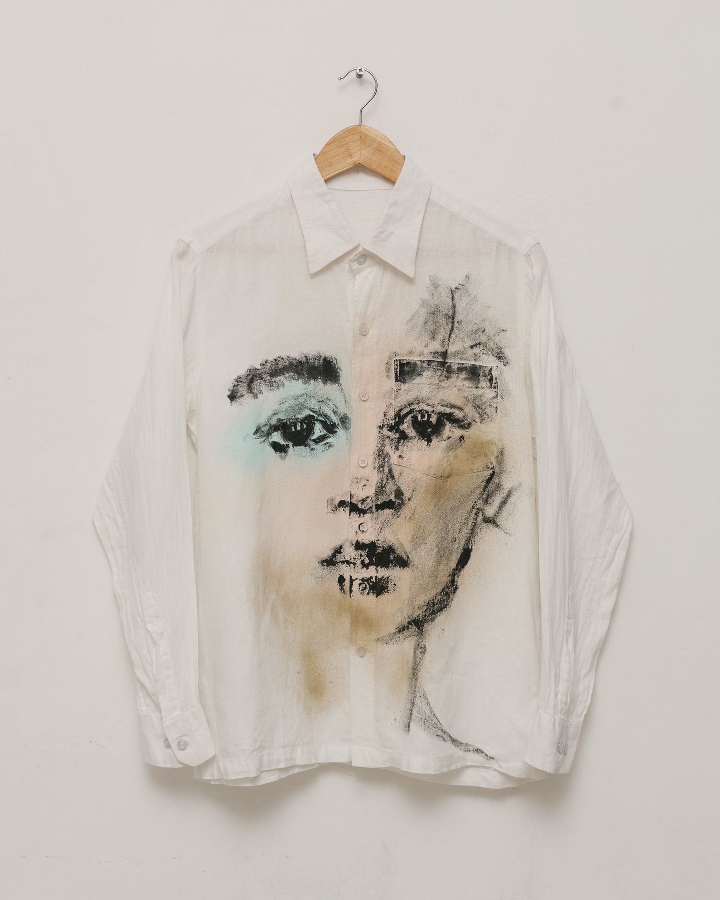 ‘No Feels’ Handpainted Portrait Button Down
