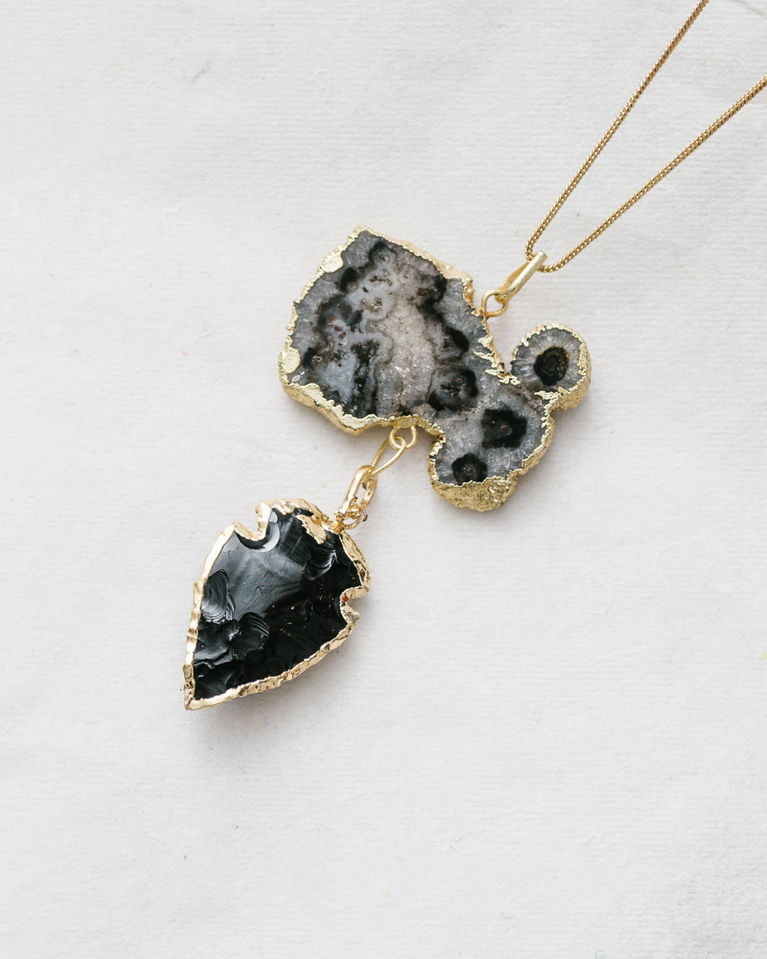 Onyx & Solar Quartz Dual Pendant