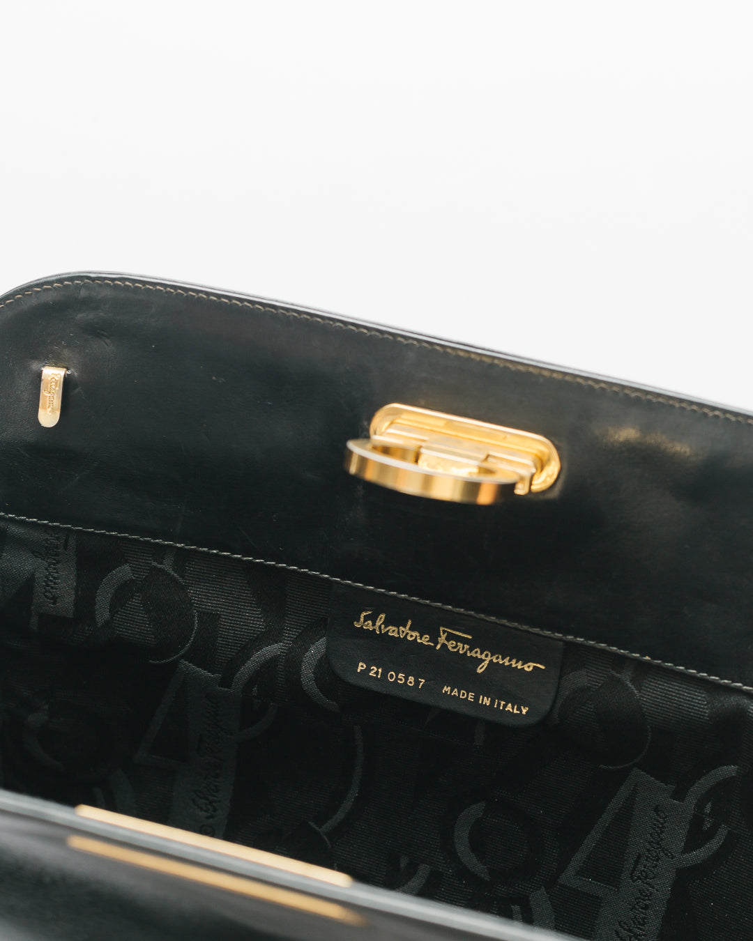 Salvatore Ferragamo Gancini Clutch in Black