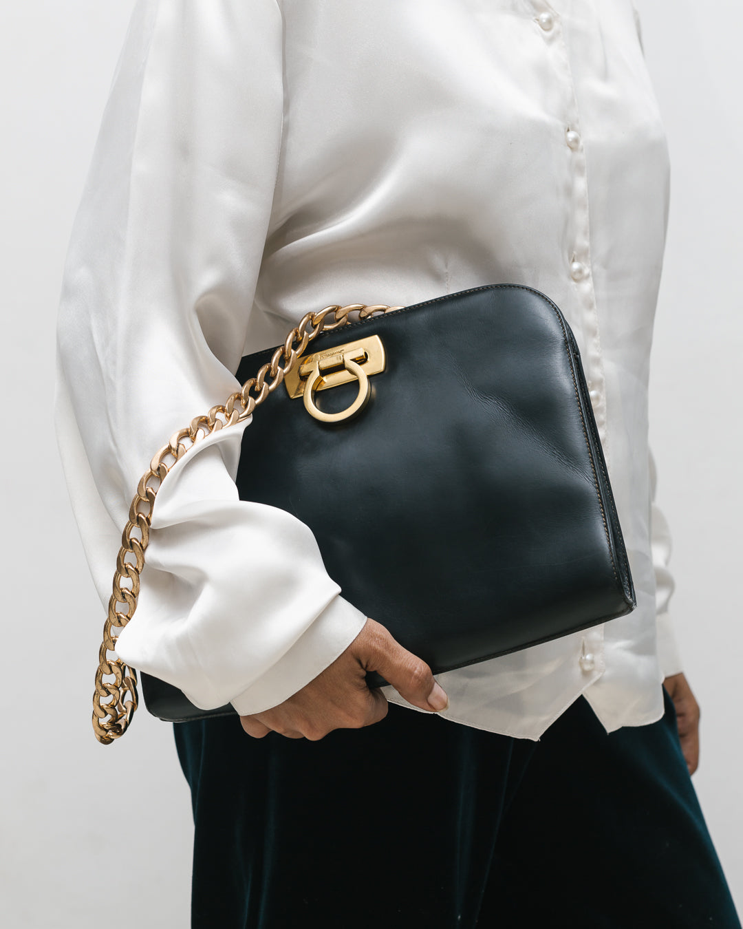 Salvatore Ferragamo Gancini Clutch in Black