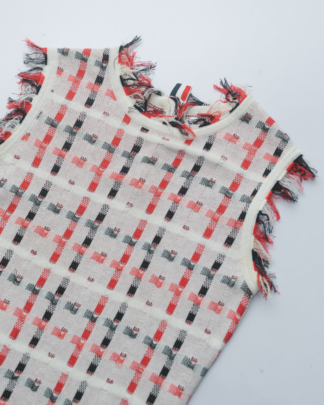 Thom Browne Sleeveless Fringe Detail Knit Dress